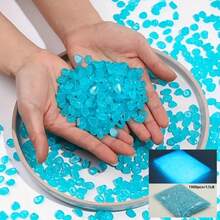 1000颗/袋 彩色夜光石 - 用夜光DIY装饰点亮您的夜晚，适用于水族箱、花园、小径、盆景、鱼缸、花盆、派对和节日 - 无限创意可能！1.1磅