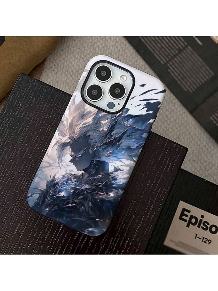Un luchador de anime versátil con cabello blanco, funda 2 en 1 mate escarchada - Textura de alta calidad + agarre antideslizante | Compatible con iPhone 11/12/13/14/15/16/17/Plus/Pro/Pro Max | Regalo Elegante para Amigos, funda de teléfono anime, phone case, regalo de Navidad navideño Christmas para gamers - Blanco - Ver 1