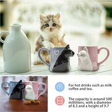 Juego de tazas de café con diseño de gato beso, juego de tazas de cerámica para novia y novio, regalo a juego para cumpleaños, aniversario, boda, compromiso, día de San Valentín, novia, esposa (taza de gato) - 1 - Ver 9