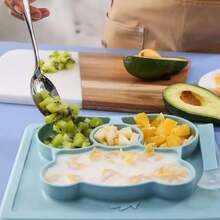 Plato Antideslizante para Bebés y Niños incluye Cuchara, Silicón de Alto Grado Alimenticio, Libre de BPA Fácil de Limpiar, Ultrarresistente, Evita Derrames y Accidentes con Base Antiderrapante,36982555 - Rosa - Ver 5