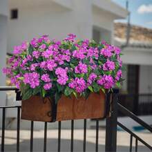 1 pieza - 5 tallos/1 ramo - Gypsophila artificial, flores de seda, plantas falsas para el hogar, jardín exterior, porche, decoración interior/exterior, corona, decoración de boda para jardín - Morado - Ver 5