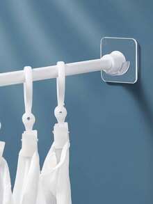 2pcs Clear Shower Curtain Rod Holder, Modern ABS Punch-Free Curtain Rod Rack For Bathroom Home Bathroom Decor Fall Decor Bathroom Accessories Back To School - White - View 3