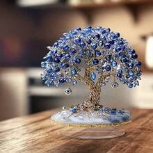 Decoração de Mesa Acrílica Elegante de Olho Grego 2D - Design Plano 2D, Contas Transparentes Azuis, Folhas Douradas, Sem Necessidade de Energia, Perfeito para Casa, Festa, Vitrine, Presente de Feriado e Ano Novo, Decoração de Casa de Feriado | Decoração de Estilo Luxuoso | Artesanato Requintado, Decoração de Olho Grego - Multicolorido - Visão 4