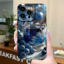 2026 nueva funda de teléfono esmerilada, diseño de uva azul y bebida de vidrio para  17 14 Pro Max  17 13 Pro  17 12  Galaxy S23 S22 S21 funda de protección para teléfono, funda de pareja, regalo para novio y novia, regalo de vacaciones - Blanco antiguo - Ver 5