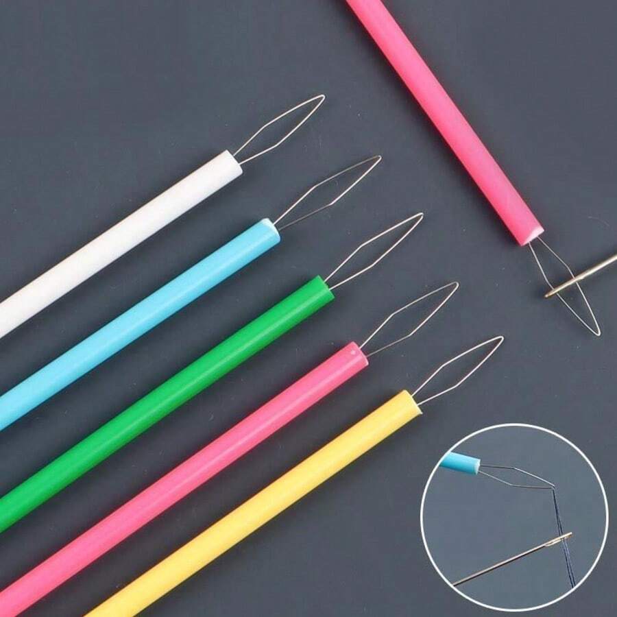 Colorful Plastic Needle Threader - Cylindrical Set, DIY Sewing Accessories, Easy Threading Tool, Beading Needle Assistant, Elderly-Friendly Needle Threader, Random Color, Mother's Day, Wedding Season, Graduation Season, Gift For Family And Friends, Needle Threader Helper For Elderly, Sewing Machine Needle Threader - Multicolor - View 1