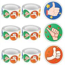 500pcs/Roll Thumb Up Encouragement Stickers, Ideal Small Gift. DIY Decorative Stickers. Happy New Year. 8-10 Assorted Patterns, Suitable For Decorating Small Gifts, Packaging Bags, Cups, Stationery, And More. - Multicolor-b - View 2