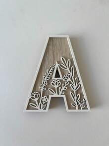 1 buc Literă din lemn sculptată cu motive florale, Decor de perete cu litere rustice din lemn, Plăcuță cu nume pentru cameră, Literă de perete cu flori sălbatice, Literă pentru decor de nuntă, Stil francez rustic, Decor pentru casă - 4,92 x 2,36-5,51 inci, Decorațiune cameră, Decor dormitor - Multicolor - Vizualizare 28