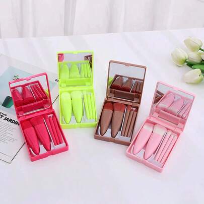 kit com 3cx/6cx/12cx Mini espelho De Maquiagem portatil com( 5 pcs pincel)