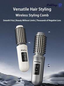 PinkSings 无绳卷发棒，旅行卷发梳，三合一便携式无绳卷发棒，热能卷发梳，USB充电式卷发棒，迷你热能卷发梳 - 腮红 - 彩色 - 查看 4