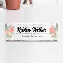 1pc Personalized Acrylic Custom Name Plates For Office Desks,Customize Text,20 Styles,Office Nameplate Engraved With Flower Patterns,Custom Desk Name Plate Personalized, Acrylic Name Plate For Desk, Office Desk Decor For Women And Men - Multicolor - View 23
