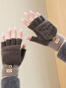 1 Pair Fashion Autumn/Winter Thickened Flip-Top Half Finger Gloves, Knitted Knitted Half Palm Fingerless Touchscreen Gloves For Men And Women, Suitable For Daily, Outdoor, Cycling, Students, Writing, Home Office, Typing, Keeping Warm, Can Be Given As Holiday Gifts To Friends And Family