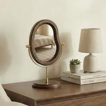 Wooden Vanity Mirror, Luxury Retro Style Rotating Makeup Mirror, Walnut Color, Suitable For Bedroom And Dorm - Multicolor - View 5