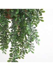 1株人造吊兰（带/不带盆），仿真吊盆植物，2株人造吊盆植物，仿真曼陀罗藤蔓吊兰，绿色植物墙面装饰，适用于室内、室外、客厅置物架、卧室、厨房、家居、婚礼（温馨提示：如果产品有异味，请将其放置在通风良好的地方1-3天，异味即可减轻） - 綠色 - 查看 2