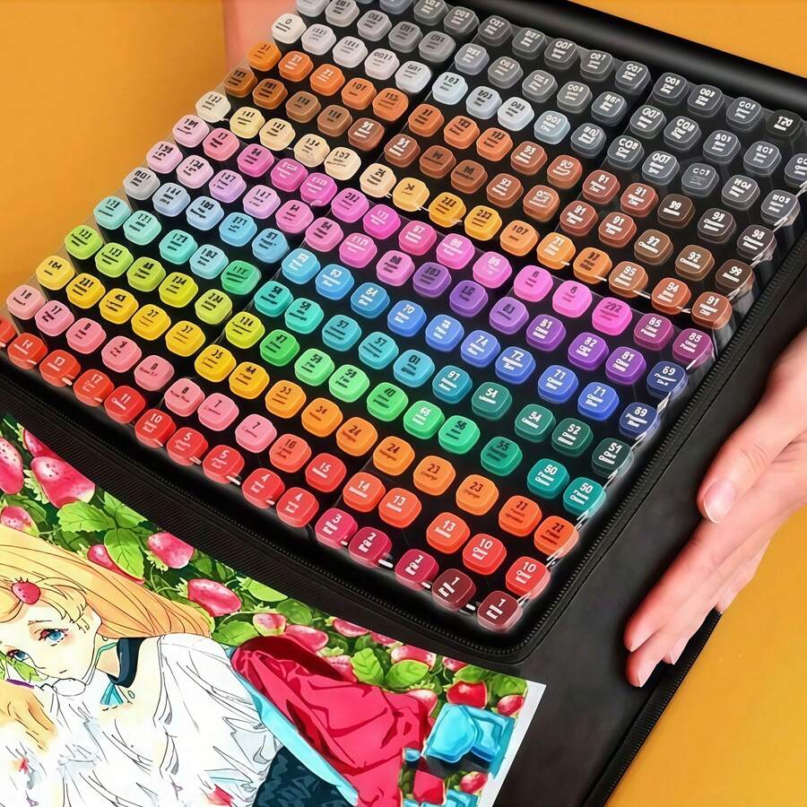 24/36/48/60/80/120/168/262色双头永久性记号笔，适用于插画、学习用品、返校季 - 彩色 - 查看 1