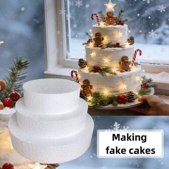 3 pezzi Set di basi rotonde in schiuma per torte, adatte per classi di pasticceria scolastiche, per creare un'atmosfera decorativa per torte e per la realizzazione di modelli espositivi per negozi di dolci