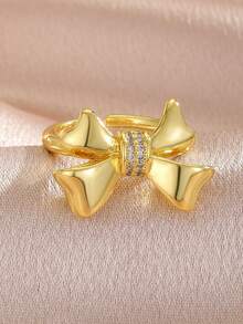 3pcs Elegant Fashion Gold Bowknot Rings, Suitable For Daily Wear, Accessories For All Seasons, Great Gift Item