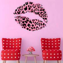 1 pieza Adhesivo de pared con estampado de leopardo con huella de labios, adhesivo de pared autoadhesivo moderno, adhesivo de decoración del hogar, adhesivo de pared, adhesivo de vinilo, decoración de primavera, agrega vitalidad a tu hogar, adhesivo decorativo Rama