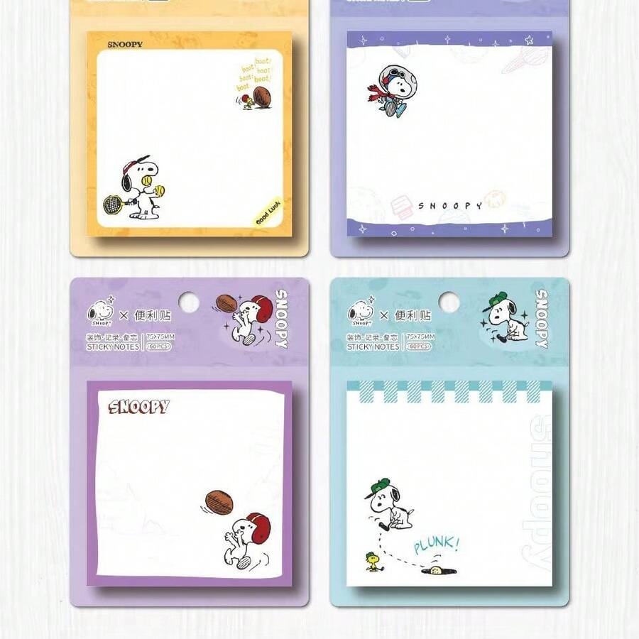 1pc Cute Snoopy Elegant And Noble Purple High Beauty Convenience Sticker Strong Adhesive Tearable Message Book Daily Practical Marking Sticker, Perfect Small Gift For Fans, Family And Friends, Valentine's Day Gift, New Year's Gift, Valentine's Day Gift, Easter Gift[Stochastic Style] - Multicolor - View 1
