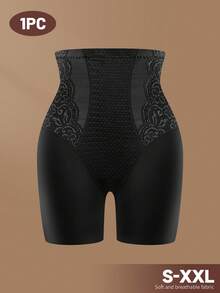 MEIYATING 高腰收腹女士内裤，透气网纱蕾丝边三角裤，夏季塑身衣 - 黑色 - 查看 7