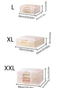 1pc Large Capacity Reinforced Lidded Storage Bag, Foldable Clothes Organizer Bag With Reinforced Handle, Suitable For Clothes, Blankets, Bedding Storage - White - View 4