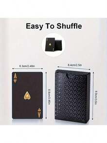 Waterproof Black Playing Cards With Golden Spade Design - Durable Plastic Playing Cards, Packed In A Protective Box, Perfect For Parties, Halloween, Thanksgiving, And Christmas Gifts, Poker Night Essentials | Fashionable Playing Cards | Protective Card Sleeves - màu đen - Xem 8