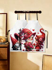 3D Printed Apron, Valentine's Day Pattern Apron, High Quality, High Resolution, Durable, Decorative Apron, Printed Fabric Decor Prop, Waterproof, Unisex Apron, Baking Accessory, Girls' Apron, Women's Valentine's Day Apron, Household Kitchen Supplies, Valentine's Day Gift, Women's Kitchen Apron - Multicolor - View 7