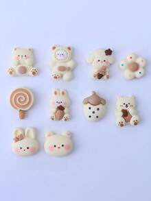 10米卡通棕熊及动物图案奶油色树脂DIY手机壳、冰箱贴、发圈配饰，随机发货 - 彩色 - 查看 2