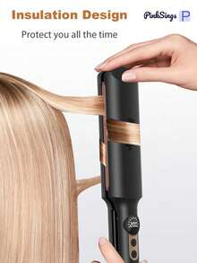 PinkSings Waver 卷发棒，带液晶显示屏，20mm 离子陶瓷双管卷发器，5 档可调温度，防烫伤，快速加热，打造宽大深波浪卷发 - 英規插(220-240V) - 查看 7