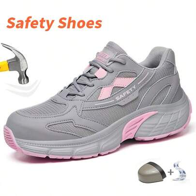 Women's Steel Toe Safety Shoes, Durable And Sturdy, Small Size Work Boots/Sneakers, Puncture Resistant, Lightweight And Comfortable