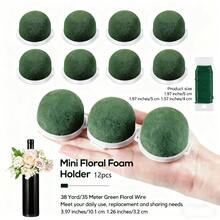 12 Pcs Mini Round Floral Foam Holder With Green Floral Wire Floral For Fresh Flowers Green Floral Foam For Table Wedding Wine Bottle Decor - xanh quân đội - Xem 10