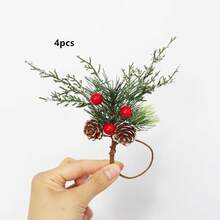 1-6pcs Christmas Snowflake Pine Needle Pine Cone Napkin Rings, Suitable For Christmas Family Gathering Party Decoration Napkin Holders - Multicolor - View 9