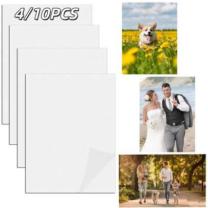 4/10pcs Sublimation Blank Metal Photo Frames, Aluminum Photo Plates, Blank DIY Photo Signature Wall Frames Posters, Suitable For Home Decor, Living Room, Bedroom, White (Thickness 0.45/0.65mm)