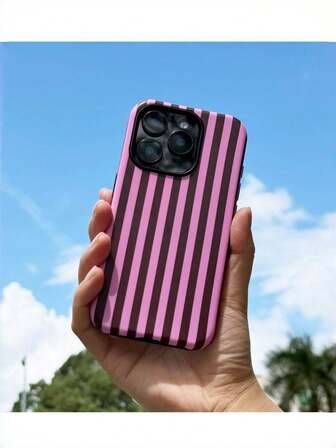 女士时尚手机壳，高品质多巴胺色，粉色底妆搭配红色线条，时尚条纹黑粉配色方案，双层保护手机壳，哑光和亮面二合一手机壳，适用于多种型号：17/17 Air/17pro/17promax/16/16plus/16 Pro/16promax/16e/15promax/15plus/15pro/15/14promax/14plus/14pro/14/13promax/13pro/13/12promax/12pro/12/11promax/11pro/11/ 光滑二合一手机壳。