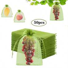 50/100 túi bảo vệ trái cây - Túi lưới che phủ cây ăn quả, túi lưới bảo vệ trái cây, túi vải gạc, túi lưới tái sử dụng màu xanh lá cây dùng cho rau quả. - Nhiều màu - Xem 10