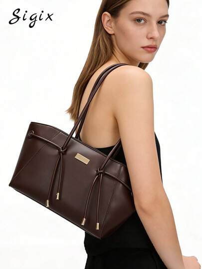 Women's Handbag Briefcase, Large Capacity Commuter OL Office Tote Bag, Vintage Versatile Shoulder Bag