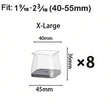 8/24 piezas Protectores de piso de silla de silicona cuadrados con fieltro, almohadillas antiarañazos y reductoras de ruido transparentes, adecuadas para el hogar, la oficina, la cocina, el comedor - Gris - Ver 12