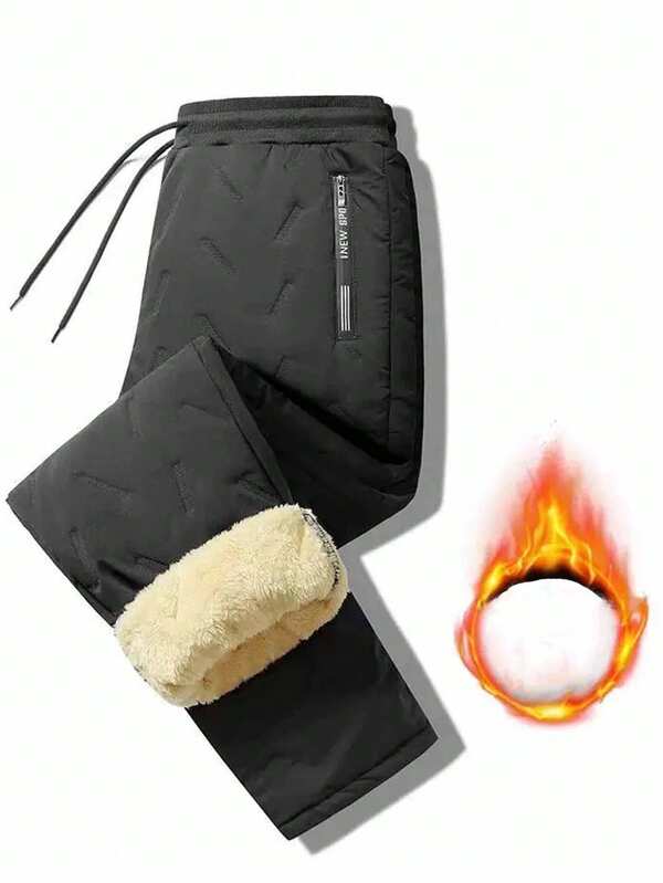 Plus Size Men's Fleece Lined Pants, Casual & Fashionable