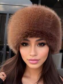 1顶女士冬季帽子，加厚仿毛皮内衬渔夫帽，新款纯色长毛绒保暖护耳渔夫帽，Y2K风格，适合日常佩戴、户外活动、度假、送礼、外套配饰 - 多色 - 查看 6