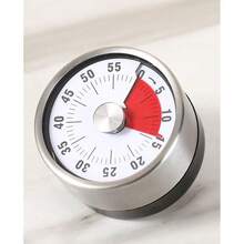 1个不锈钢圆形厨房机械定时器，烤箱定时器，烘焙定时器，学生时间管理工具