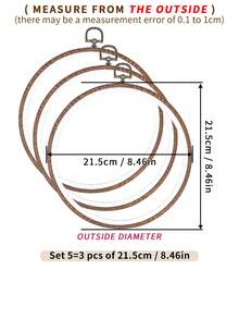 Bộ 3 khung thêu chữ thập tròn kiểu cổ điển, làm thủ công, chất liệu ABS và PVC cao cấp, thiết kế vân gỗ giả và móc treo kim loại, có 7 kích cỡ, cũng có thể dùng làm khung ảnh hoặc vật trang trí. - màu nâu - Xem 17