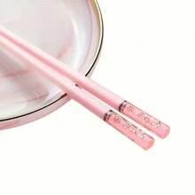 粉色樱花琥珀可重复使用筷子，适合家庭用餐、快餐、寿司、拉面 - 彩色 - 查看 7