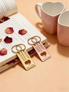 Valentine's Day Custom Split Heart Keychains - Personalized Date & Initials Couple Key Rings For Couples/New Parents, Anniversary/Wedding Romantic Gift. - Multicolor - View 6