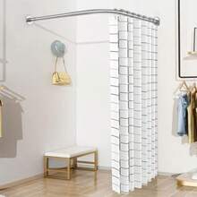 Barra de Baño para Cortina, Barra de Cortina de Ducha Extensible de 60-95 cm en Forma de L de Acero Inoxidable, Tubo para Cortina de Baño de Esquina, Plateada(Plateado) - Multicolor - Ver 5