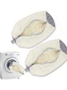 كيس تنظيف الحذاء بتغليف 360 درجة، كيس غسيل الحذاء القابل لإعادة الاستخدام، مناسب للغسالة والمجفف، مع سحاب أمان، يناسب جميع أنواع وأحجام الأحذية، اكسسوارات الغسيل - متعدد الألوان - مشاهدة 14