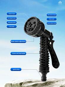 可伸缩魔术水管，7种喷水模式，水枪功能，高压洗车——适用于花园、草坪和户外清洁，黑色，现代简约设计，非常适合给狗狗洗澡和户外清洁，宠物必备用品 | 功能性宠物产品 | 可调节喷嘴