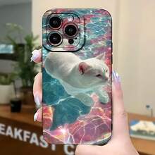 2026 nueva funda de teléfono esmerilada, funda de teléfono con impresión de gato en piscina para  17 15 Pro Max  17 14 Pro  17 13  Galaxy S23 S22 S21 funda protectora para teléfono regalo de pareja para novio novia regalo de vacaciones - Negro - Ver 5