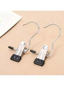 20pcs Stainless Steel Pants Hangers With Clips, Non-Slip Trouser Clips, For Wardrobe Organization, Multi-Functional Household Drying Hooks