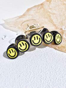 1pc Colorful Smiling Face Hair Claw Clip, Suitable For Girls, Dopamine Colorful Hair Claw, Daily Wear - Multicolor - View 15