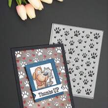 Creative Paw Print Background Panel Metal Cutting Dies, DIY Scrapbooking Album And Embossing Stencil, Greeting Card Making Tool, Card Paper Cutting Crafts ,Gift Card Making Template Die Cuts. - Silver - View 2