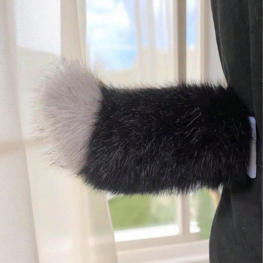 Peluca de cola eléctrica controlada por voz, estilo anime súper lindo, piel sintética para cosplay, Halloween, día de San Valentín, disfraces de carnaval, diseño divertido, material duradero, tapiz de árbol de Navidad, decoración de pared, diadema de calabaza, diadema de orejas de animal para amigos de Halloween, disfraz de cosplay - Negro y gris - Ver 1